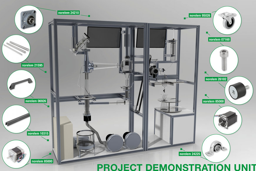 Il progetto studentesco di una macchina da caffè innovativa realizzato con il contributo dei componenti e dell'esperienza di norelem 